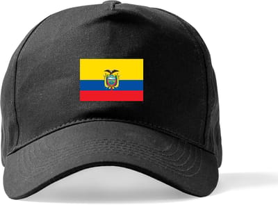 Zwarte Pet Beechfield met Wereldvlaggen, land Ecuador klittenbandsluiting