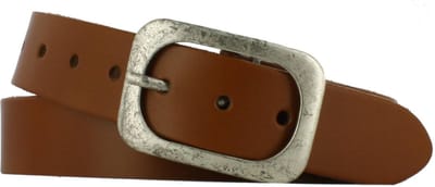 Leren Riem Glad Leer | Heren & Dames | 4cm breed | Riemmaat: 105cm (totale lengte: 120cm) | 100% echt leer | Kleur: cognac | Nikkelvrije gesp