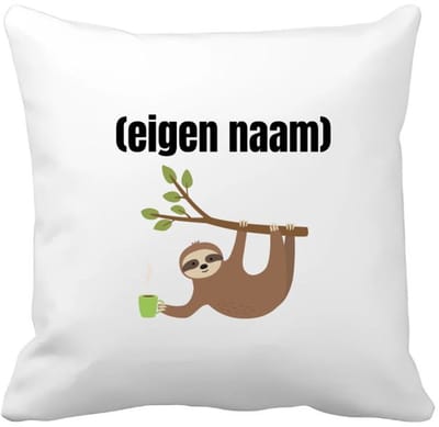 Akyol - luiaard met koffie met eigen naam Kussen hoes - Luiaard - luiaard liefhebbers - iemand die houdt van luiaards - verjaardag - cadeau - kado - 40 bij 40 cm