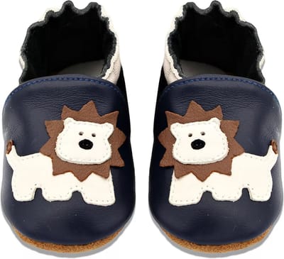 Steppies Babyslofjes Leer - Leeuw - Maat 16-17 (0-6 maanden, 11 cm) - met Suède Zool