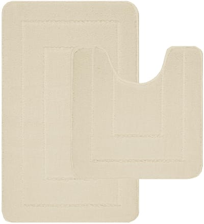 Dailygoods- Badmat Antislip Set van 2 - Pluizige Badkamermatten - Badmat 50 x 80 cm - Toiletmat 50 x 50 cm - Zacht en Ademend - Badkamermat
