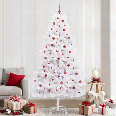 vidaXL - Kunstmatige - Hinged - Kerstboom - Wit - 240 - cm - PVC - en - Staal