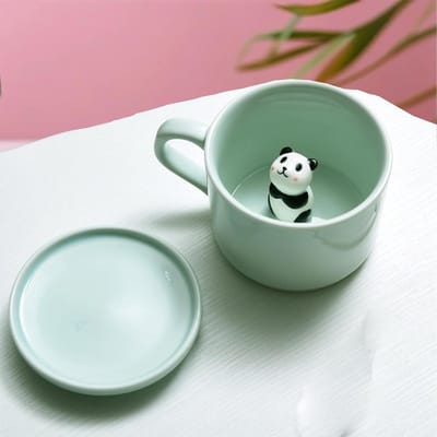 3D Panda Koffiemok van Keramiek - Unieke Dierlijke Mok voor Koffie en Thee, Perfect voor Kinderen en Volwassenen (11.6×6.5cm)