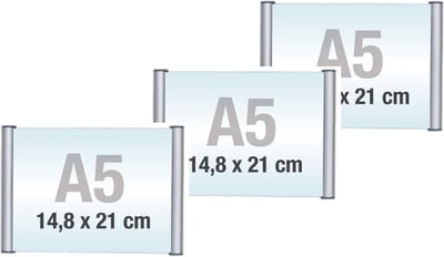 3 pack A5/Bewegwijzeringsborden met Klikprofiel /formaat 14,8x21cm/wegwijs bordjes/aluminium deurbordjes/naambordje kantoor/route bordje/aanwijs bordje/zelfklevend/verwijs bord/ informatie bord.