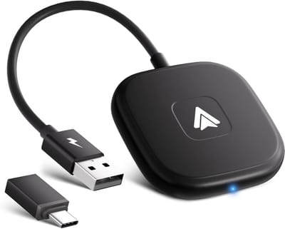 Aurixi®Dongle Pro - Geschikt voor Carplay & Android auto - Draadloos / Wireless Carplay – USB Of USB-C Aansluiting - Zwart - 14cm x 5cm x 2cm
