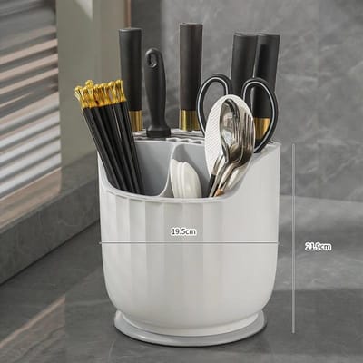 Porte-couteaux rotatif multifonction Baguettes cuillère cylindrique rangement intégré étagère à couteaux de cuisine support de rangement