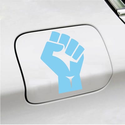 Bumpersticker - Vuist - 13 X 9 - Licht Blauw