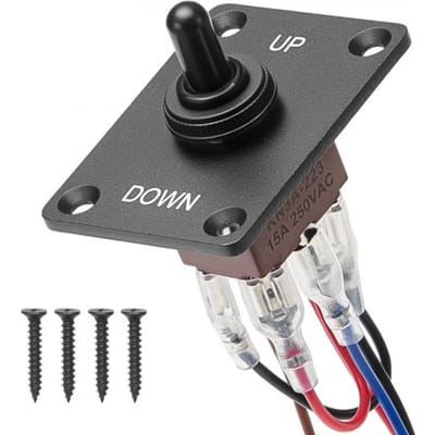 VEVOR wipschakelaar, 6-polige tuimelschakelaar met polariteitsomkering (AAN)-UIT-(AAN) DC 12 V/30 A AC 250 V/15 A – met op/neer montageplaat en waterdichte kofferbakkap voor auto, voertuig, boot