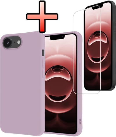 Hoesje - Met Screenprotector - Geschikt voor Apple iPhone 16e / 17e - Sterk & Shockproof - Back Cover - Siliconen Case - Telefoon Hoes - Lila