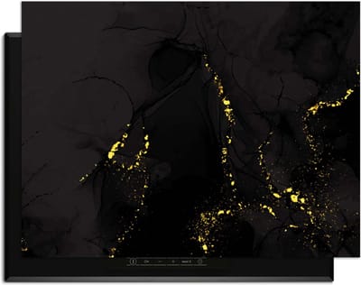 KitchenArt - Black Marble Gold – Inductie Beschermer - 78x52 cm - Kookplaat Beschermer - Luxe Afdekplaat Inductieplaat - Anti-slip & Oprolbaar - Beschermmat Inductiekookplaat