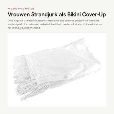 Dailygoods- Strandjurk Dames - Zacht, Dun, Transparant Materiaal - Bikini Cover-Up - Kantpatroon - Kwastjesrand - Zonbescherming - Strandponcho