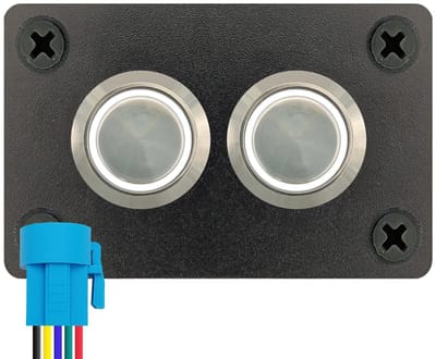 ProRide Metalen Drukschakelaars ON-OFF 220V - 16mm - Tweevoudig inbouwpaneel - IP67 - LED indicatie Wit