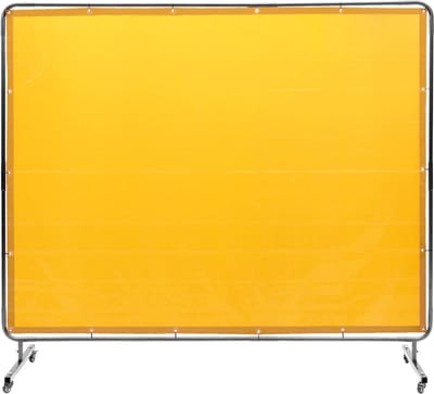 Lasbeschermingswand, 183 X 244 Cm, Vlamvertragend Vinyl Scherm, 4 Zwenzwielen, 2 Vergrendelbaar, Professioneel Gebruik In Werkplaats en Industrie, Geel