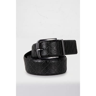 Calvin Klein Round Buckle Smooth Belt Black/black/matte Gunmetal Taglia: 105 | Cinture Outlet | Uomo | Grigio