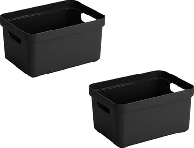 Sunware Opbergbox Sigma - 2x stuks - kunststof - zwart - 5 liter - Opbergbakken/opbergers - 25,2 x 18 x 12,2 cm