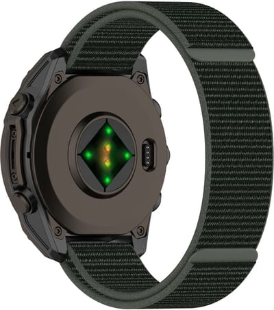 Stravo Ultralicht Solo Nylon Sport bandje geschikt voor Garmin Fenix 5x (Plus) / Fenix 6x (Pro) / Fenix 7x (Pro - Sapphire - Solar) / Garmin Fenix 8 - 51mm / Enduro 1-2-3 - Volledig nylon band voor Garmin smartwatches - Horlogebandje - Groen