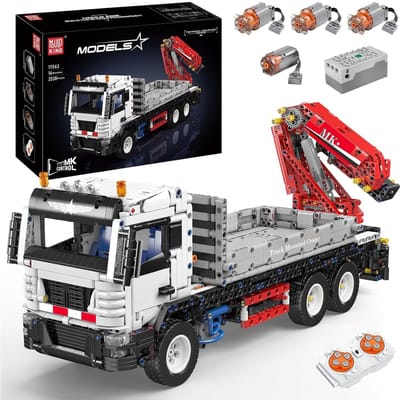 Mould King 17063 Vrachtwagenkraan bouwset | Radiografisch bestuurbare auto voor jongens | Creator modelbouw | Educatief classic constructie speelgoed bouwpakketten voor kinderen & volwassenen | Technic bouwdoos met 2530 bouwstenen