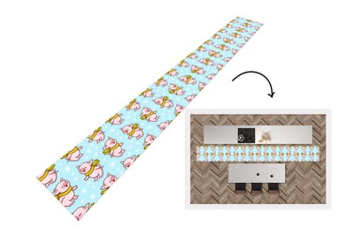 Keukenloper - Keukenmat - Varken - Sjaal - Kinderen - Kerst - Patronen - 400x50 cm - Keuken vloerkleed