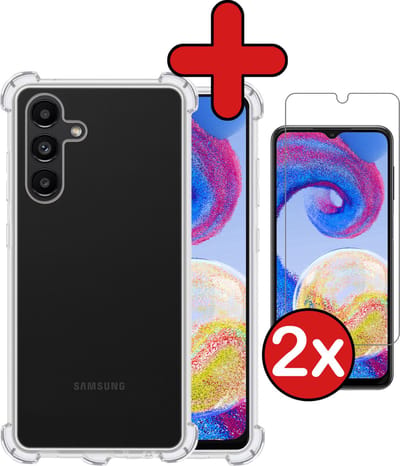 Hoesje - Met Screenprotector - 2 Stuks - Geschikt voor Samsung Galaxy A04s - Sterk & Shockproof - Back Cover - Siliconen Case - Telefoon Hoes - Shock Proof - Telefoonhoes - Transparant