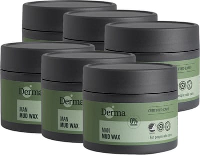 Derma Eco Man - Haar Wax - 6 x 75 ML - Sterke Fixatie - Hypoallergeen - Parfumvrij - Met sheaboter en Amandelolie