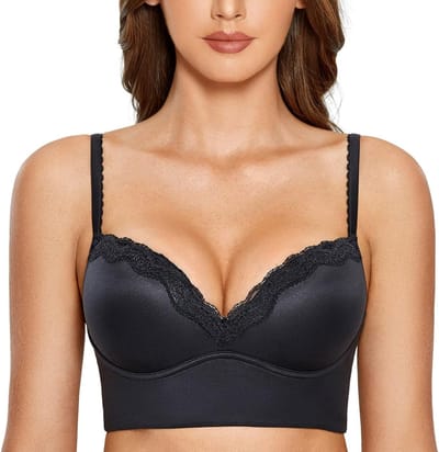 Allecta - Vrouwen Push Up Bh met Bloemenkant en Gewatteerde Longline Design