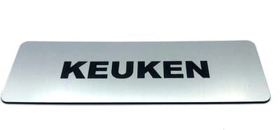 Deurbordje met tekst Keuken incl. 3M-tape plakstrip - Namengigant Deur Tekstbordje - Deur - incl. 3M-tape plakstrip - Bordje - RVS Look - 150 mm x 50 mm x 1,6 mm - 5 jaar Garantie