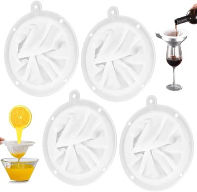 Set van 4 Nylon Zeefjes met Fijne Mesh voor Keuken, Perfect voor Melk, Sap en Wijn Filtratie