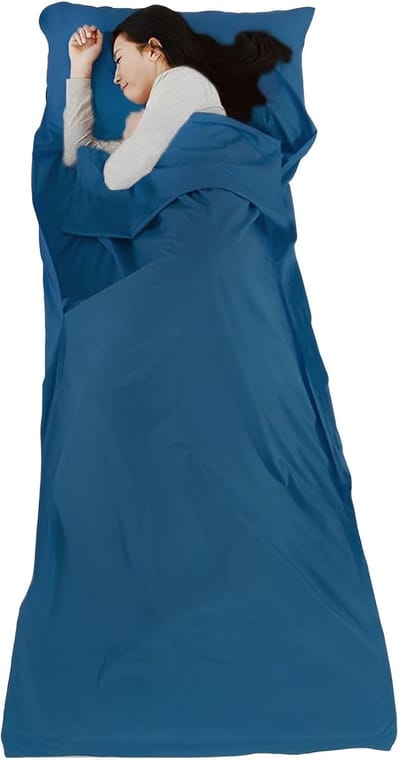 Slaapzak Liner - Reis Laken - Kamperen en Reizen - Met Kussenhoes - 210 x 75 cm - Blauw