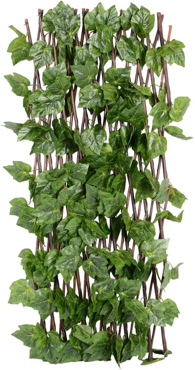 UNUS® Klimrek met groen kunstbladeren tuinlatwerk uitschuifbaar tot 120x40cm