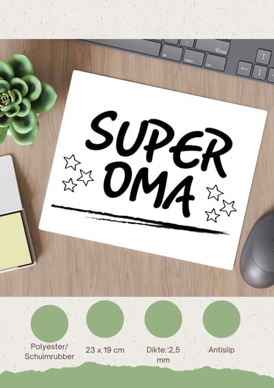 Akyol - super oma Muismat - Oma - een oma - verjaardagscadeau - cadeau voor oma - gift - kado - 23 bij 19 cm