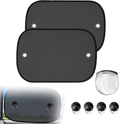 Dailygoods- Autosonnenscherm UV-bescherming - Set van 2 - 50×30 cm - Ademend - Met zuignappen - Inclusief opbergtas - Zonnescherm
