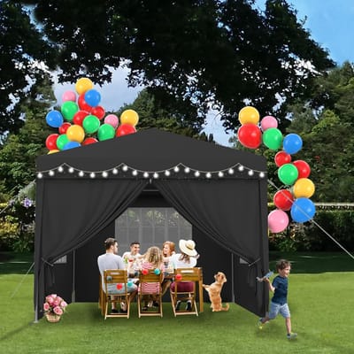Tuinpaviljoen - Partytent Feesttent - Buitenfeesten Organiseren - Waterdicht UV-bestendig - 3x3 Meter - Antraciet