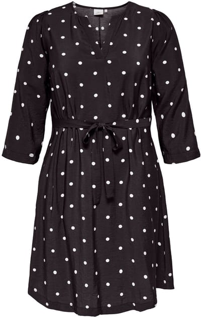 ONLY CARMAKOMA - CARCARRIE DOT 3/4 BLK DRESS AOP - Meisjes - Mini jurken