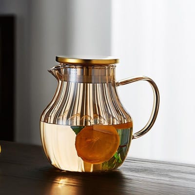 Amber Koud Water Ketel Glazen Theepot Hittebestendig Kantoor en Huishouden Filter Theeset Grote Capaciteit Sap Tot Kan