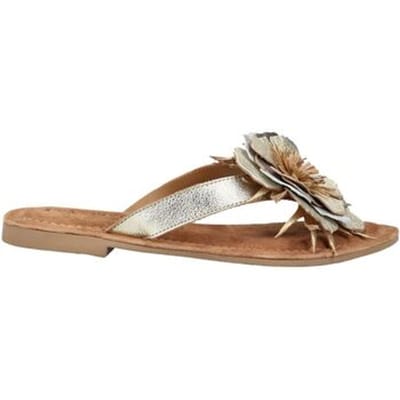Lazamani - Hilde Dames Teenslippers Leer Gold - Maat 37