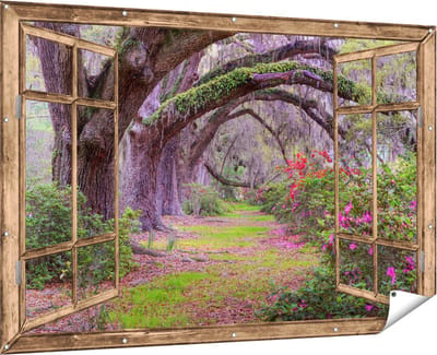 Gards Tuinposter Doorkijk Sprookjesbos - 180x120 cm - Tuindoek - Tuindecoratie - Wanddecoratie buiten - Tuinschilderij