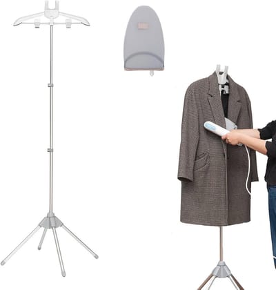 Stoomstandaard voor Kleding met Beugelhandschoen - Opvouwbaar, Telescopisch, Lichtgrijs
