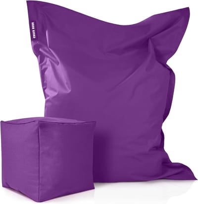 XXL Zitzak Set - Zitkussen Poef - Ontspannen Zitten - Afneembare Wasbare Hoes - 140x180 cm - Paars