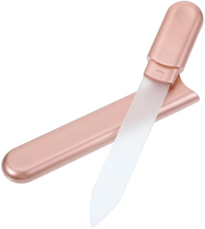 Dailygoods- Nagelvijl Glas - Dubbelzijdig - Zachte Verzorging - Voor Natuurlijke Nagels - Reizen - Roze Goud - 5,31 × 0,75 × 0,9 cm - Glasvijl