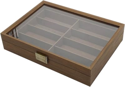 Brillen Opbergdoos - Brillendoos Organizer - Veilige Opslag - Walnotenhouten Kist - 35x26x7.5 cm - Zwart