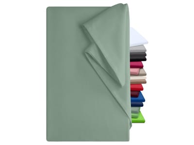 npluseins Bedlaken 240 x 275 cm, linnen laken zonder elastiek, ideaal voor terras, reizen, camping en tafelkleed, camperlaken, laken zonder elastiek, 100% katoen, ca. 240 x 275 cm, salie
