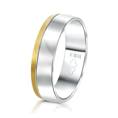 Lucardi Heren Vriendschapsring Maui - Ring - Vaderdag Cadeautje - Staal - Zilver- en Goudkleurig