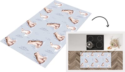 Keukenloper - Loper keuken - Winter - Beer - Konijn - Patronen - 120x60 cm - Keukenloper vinyl