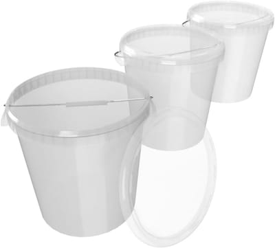 3 Emmers met Deksel 30 Liter - Luchtdichte Opbergoplossing voor Huishoudens en Horeca