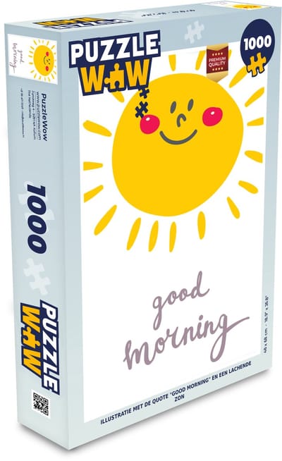 Puzzel Illustratie met de quote "Good morning" en een lachende zon - Legpuzzel - Puzzel 1000 stukjes volwassenen