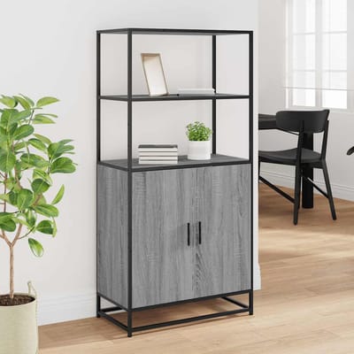 vidaXL - Hoge - kast - 68x35x139cm - bewerkt - hout - en - metaal - grijs - sonoma - eiken