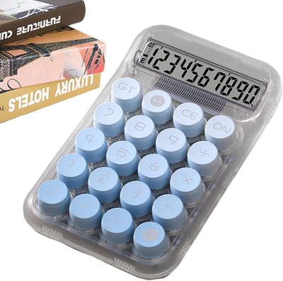 Mechanische Rekenmachine - Bureau Rekenmachine - Nauwkeurig Rekenen - Mechanische Knoppen - 17 cm - Blauw