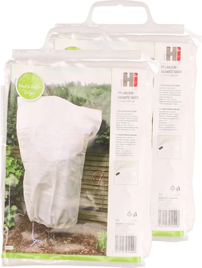 2x stuks plantenhoezen tegen vorst met aantrekkoord wit 1,5 meter x 110 cm 50 g/m2 - Beschermhoezen planten