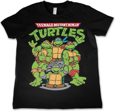 Teenage Mutant Ninja Turtles TMNT Group T-shirt voor kinderen, zwart