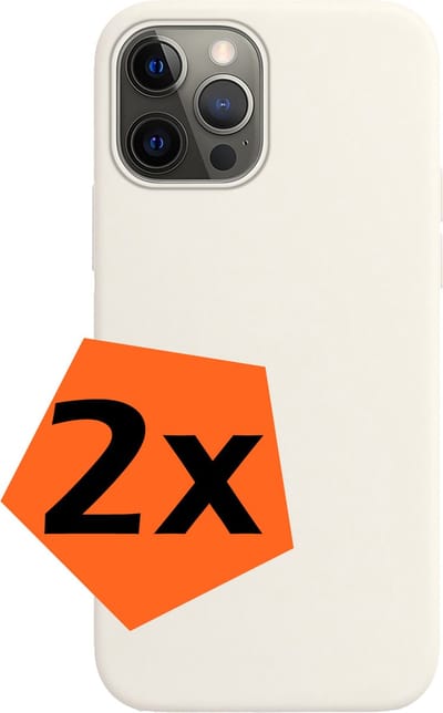 Hoes - 2 Stuks - Geschikt voor Apple iPhone 14 Pro - Sterk & Shockproof - Case Siliconen - Back Cover - Telefoon Hoes - Wit